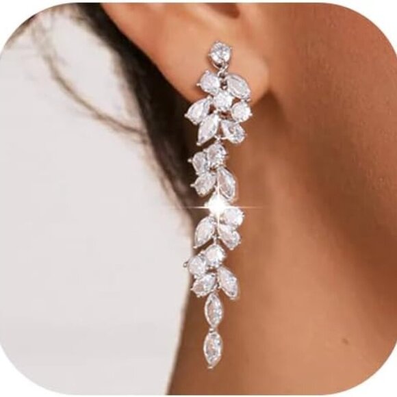 Jewelry - Clip On Earrings Silver Sterling Silver Dangle Cubic Zirconia Jewelry Gift